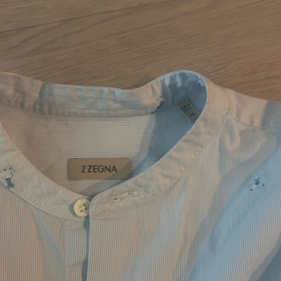 Ermenegildo Z Zegna Tennis Band All Over Print Collar Shirt Men Size M - Picture 4 of 7